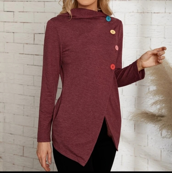 Women's Jersey Top Hooded Jacket Asymmetrical Hem Split Front XXL Emery Rose - Picture 9 of 13